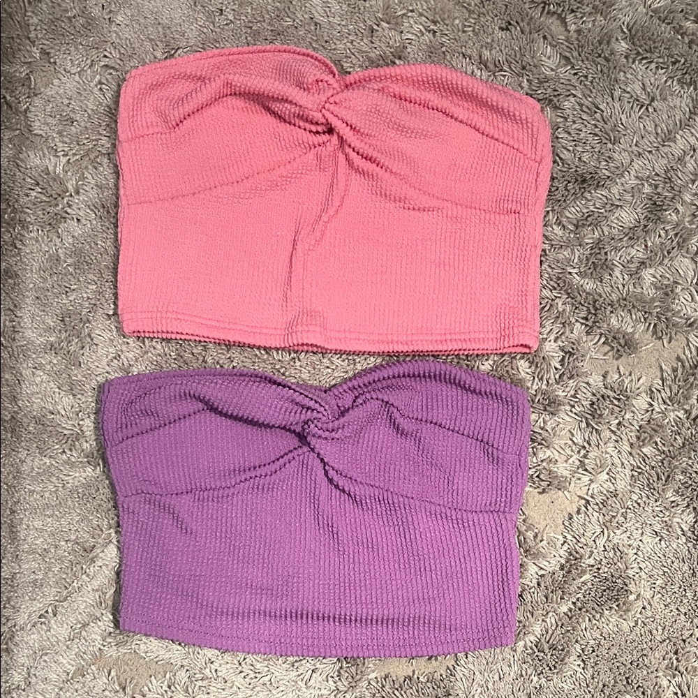 Women’s Pink and Purple Knotted Tube Tops